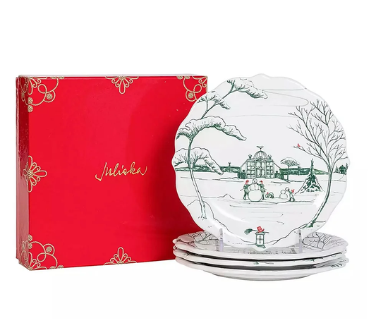 Juliska Country Estate Winter Frolic Party Plate Assorted Set/4 - Evergreen