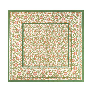 Couleur Nature French Tablecloth Grenadine Orange & Green 59"x59"