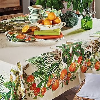 Garnier Thiebaut Vintage Garden Natural Tablecloth 61x89