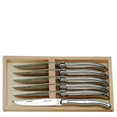 Jean Dubost 6 Stainless Steel Steak Knives in Box