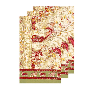 Couleur Nature Renne Red & Green Tea Towel