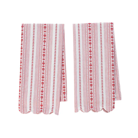 Juliska Villa Stripe Kitchen Towel Set/2 - Ruby