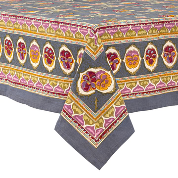 Couleur Nature French Tablecloth Pansy Red & Grey 59"x86"