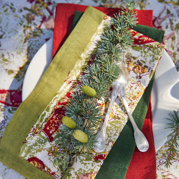 Couleur Nature Renne Red & Green Napkins