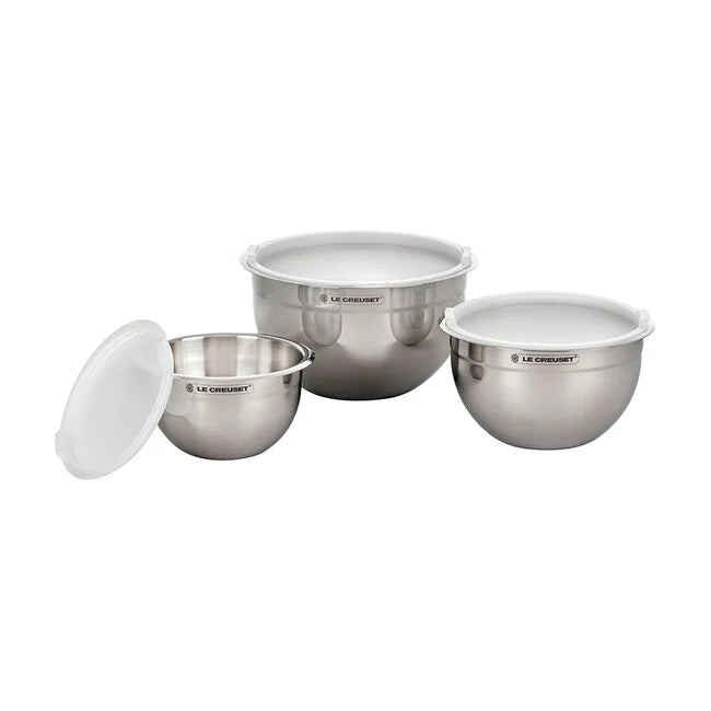 Le Creuset Stainless Steel Mixing Bowls with Lids, Set of 3