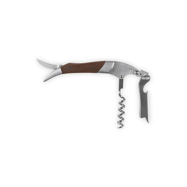 Le Creuset One-Step Waiter's Friend Corkscrew Wine Opener Walnut